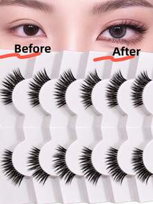 7 Pairs Natural Half Lashes, Soft Half Strip False Eyelashes With Slightly Curled Tips, Natural-Looking Eye-Enhancing Lashes For Everyday Wear, Travel & Daily Makeup - View 4