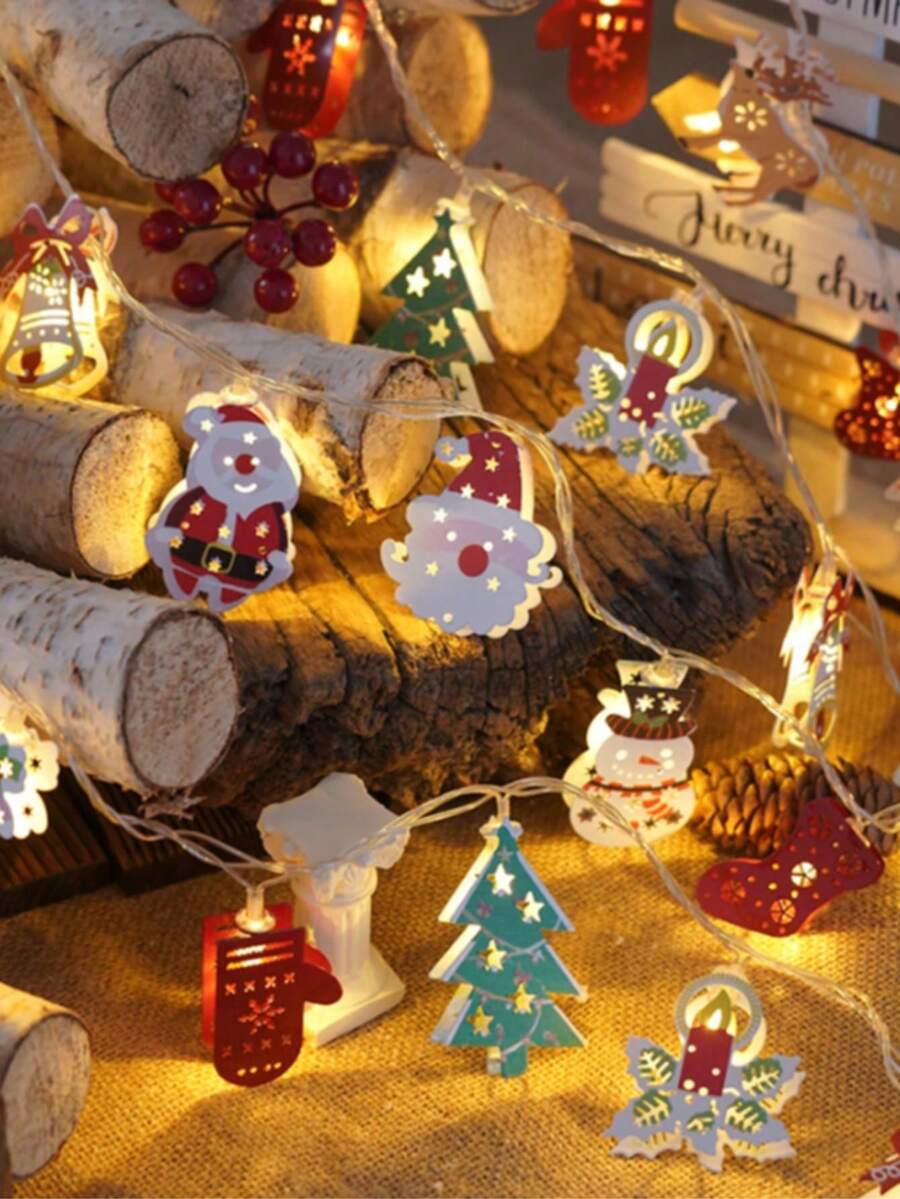 Christmas String Lights LED Gift Decorative Lights Santa Claus Snowman Tree And Christmas Stocking Decorations Suitable For Christmas Tree Decoration, Bedroom, Party, Desktop And Holiday Home Decor