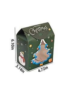 5pcs/15pcs/30pcs Ins‑Style Christmas Tree Window Handle Gift Boxes, Contrast Color Print, Candy Cookie New Year Gathering Festive Gift Boxes - View 7
