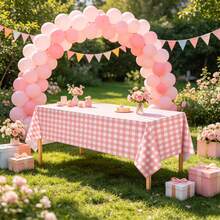 1pc/3pcs Ice Cream Powder White Plaid Plastic Tablecloth, 54 X 108 Inch Disposable Rectangular Tablecloth, Suitable For Birthday, Back To School Party, Wedding, Anniversary, Bachelorette Party, Theme Event Decoration - Multicolor - View 2