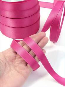 25 Yards/Roll Rose Red Ribbon Solid Color Glossy Fabric, Suitable For DIY Wedding Invitations, Bridal Bouquets, Gift Wrapping, Party Decorations And Sewing Crafts, Bridal Bouquet Accessories, Wedding Accessories - Rose Red - View 2