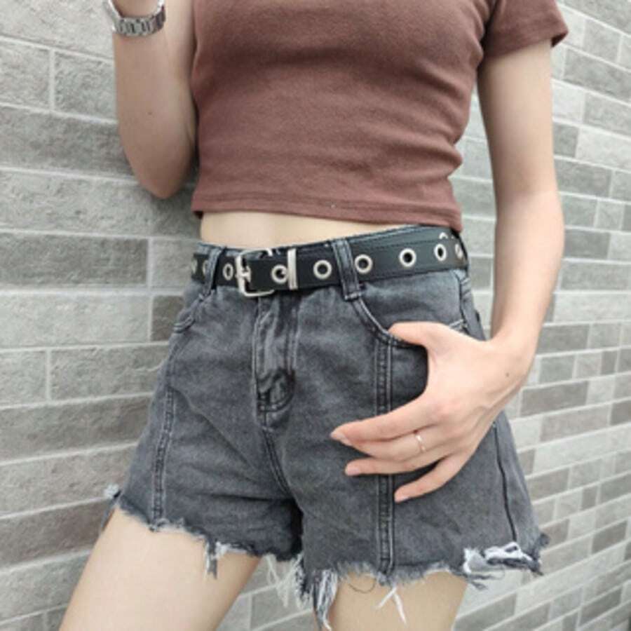 1件裝鏈條腰帶,男女通用龐克搖滾風牛仔褲與長褲腰帶,百搭金屬牛仔腰帶 - 黑色 - 查看 1