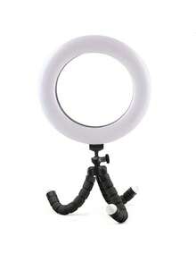 Adjustable 3-Mode 10-Level Brightness LED Ring Light With USB Power Supply And Flexible Foam Bracket, Suitable For Smartphones And Cameras - Black - View 2