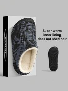 Unisex Flat Half-Covered Retro Style 3D Printed Round Toe Full-Covered Home Slippers, Fashionable Versatile Soft Comfortable Women's Slippers, EVA Water-Resistant Lightweight Men's Indoor Slippers - Black - View 7