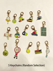 15pcs Tennis Sports Keychain, Tennis Enamel Pendant, Sports Racket Ball Charm Keyring, Cute Tennis Sports Theme Accessories, Suitable For Bags, Wallets, Gift For Tennis Lovers - Multicolor - View 10