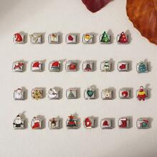 1PC Christmas Enamel Italian Charm Links, Santa Tree Snowman Reindeer DIY Charms, Stainless Steel 9mm Module Bracelet Accessories For Holiday Jewelry - Christmas Theme - View 2