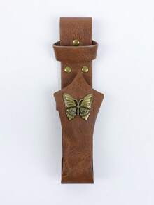 Vintage PU Leather Belt Fan Holder, Medieval Butterfly Decor Fan Storage Case, Halloween LARP Renaissance Costume Prop - A - View 11