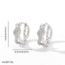 French Elegant Petite Micro-Inlaid Gold Cross Earrings, Elegant Personalized Design, Minimalist Versatile Ear Studs - Knot Hoop Earrings - View 3