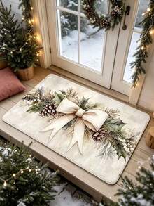 1PC White Bow Elegant Holiday Design Doormat, Small Rug, Welcome Mat, Carpet, Floor Mat, Outdoor Doormat, Kitchen Rug, Home Decor, Front Door Mat, Area Rug, Outdoor Mat, Home Decor, Area Carpet, Garden Rug - A - View 3