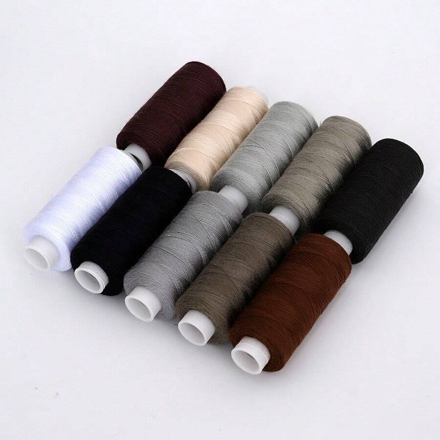 Polyester Universal Sewing Thread, 10 Colors, 400 Yards, Suitable For Machine And Hand Sewing, Black, White, Gray, Beige - Grey - View 1