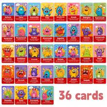36Pcs Cute Cartoon Monster Spanish Emotion Cards, Colorful Kids Mood Expression Flashcards, Fun Spanish Vocabulary Prompt Cards For Classroom Decor, Parent-Child Interaction, Children Birthday Gift - Multicolor - View 12