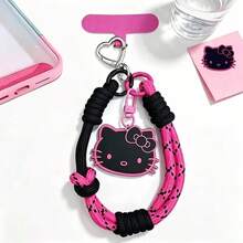 Hasbro 1PC Black And Pink Hello Kitty Phone Short Lanyard, Sanrio Hello Kitty Charm, Hand-Woven Adjustable Wrist Lanyard With Phone Spacer Keychain, Keychain Bag Hanger Anti-Lost Accessory For Car Enthusiasts - Multi-color - View 12