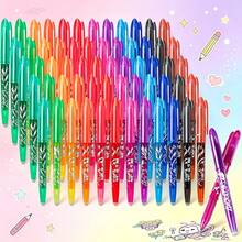 12 Colors Vine Print Erasable Pens, Random 6pcs/12pcs Full Set, 0.5mm Medium Tip, Multi-Color Ink, Smooth Writing, Colorful Highlighting For Note-Taking, Suitable For Marking, Coloring, Drawing, Writing, Drafting And More, Stationery, Halloween, Thanksgiving, Christmas, Birthday And Other Occasions - Round - View 1