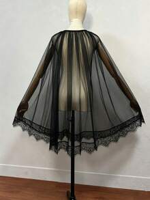 1pc Halloween Mid-Length Black Lace Cape Cloak Anime Cosplay Costume Shawl - Multicolor - View 6