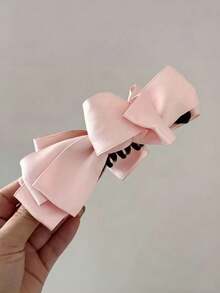 1pc Black Minimalist Banana Clip For High Ponytail, With Bow Elastic Hairband, Simple And Easy To Match Campus Style Hair Accessory - Black - View 8