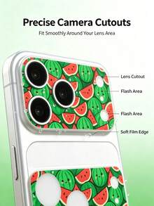2pcs Camera Lens Protector Soft Film, Anti-Fingerprint, Easy Installation No Bubbles, Compatible With Iphone 18promax/18Pro/17promax/17Pro/17Air, High-Definition Printing Cute Watermelon Anti-Scratch Pattern Protective Film - Fruit 101 - View 5