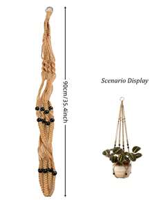 1pc Indoor/Outdoor Macrame Hanging Planter Basket, Brown Rope & Bead Woven Multi-Tier Boho Style Home Garden Decor, Suitable For Hanging On Balcony, Patio, Porch - Brown - View 14