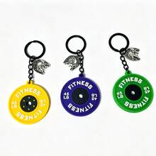 Fitness Weight Plate Keychain 45LB Gym Bag Charm With Horse Pendant Gift Letter Casual Silicone Keychain All Year - A - View 1
