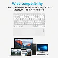 AKKHOO Trådlöst tangentbord, uppladdningsbart, med touchpad, touch mini-tangentbord, kompatibelt med surfplattor - Vitt - Visa 5