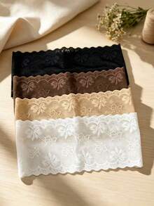 1/3/4pcs Women's New Style Lace Elastic Headband, Bow-Shaped Lace Hairband, Versatile Hair Accessory Headwear - Multicolor - View 3