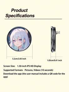 YAIUZGOO Smart Digital Display Badge, Connects To Phone, Supports Custom Photo And Video Upload, Electronic Brooch, Rechargeable Screen Brooch, Creative Personalized Accessory, Suitable For Bags, Backpacks, Clothing, Birthday And Valentine's Day Gifts - View 12