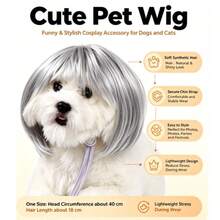 Multi-Style Pet Cosplay Wig Soft Synthetic Fake Hair, Adjustable Strap Design Dog Cat Dress-Up Accessory, Assorted Hairstyles For Birthday Party, Photoshoot & Holiday Decoration - Multicolor - View 3