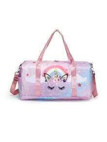 1PC New Unicorn Large Capacity Handbag, Casual Minimalist Elegant, Zipper Design, Adjustable Shoulder Strap, Suitable For Travel And Outings, Can Easily Accommodate Daily Essentials, Versatile Item, Suitable For Various Styles And Occasions. - Multicolor - View 3