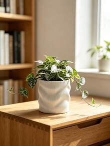 1pc Asymmetrical Wavy Flower Pot, Indoor Plant Pot, Home Desktop Decor, Fern & Pothos Planter Container, Holiday Gift - Irregular - View 6