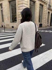 Fashion Plus Size Long Sleeve Cardigan, Women's Knitted Sweater, Suitable For Autumn/Winter And Daily Wear, Classic Button Front Design - Apricot Color - View 3