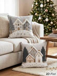 2pcs Christmas Pillow Covers, Nordic Style 45*45cm Peach Skin Velvet Decorative Pillowcases, Christmas Holiday Party Pillow Covers (Pillow Insert Not Included) - 1 YEAR - View 1