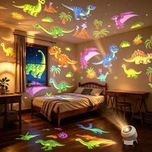 360° Rotating Dinosaur Dynamic Projection Night Light, Jurassic Dinosaur Projection Lamp, Dinosaur Forest Elements, Fantasy Dinosaur Theme LED Atmosphere Night Light, For Bedroom Bedside Decor Atmosphere Lamp, Christmas Gift - Dinosaur Dynamic Projection Light - View 4