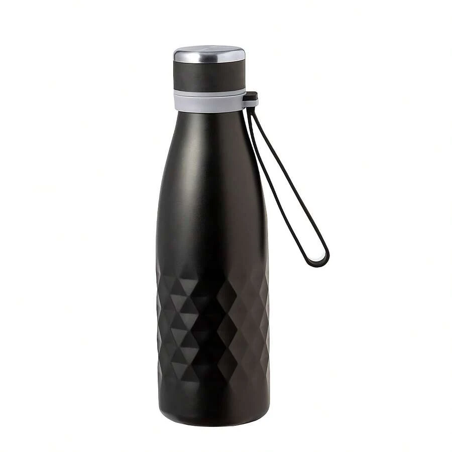 Dam Thermal Bottle With A Capacity Of 550 Ml Made Of Double-Walled Stainless Steel, With A Screw Cap And Matching Silicone Handle. - Black - View 1
