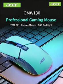 Acer OMW130 Chuột có dây độ trễ cực thấp 7200DPI thiết kế công thái học lập trình macro cạnh chống mồ hôi chuột chơi game có dây - Xem 3