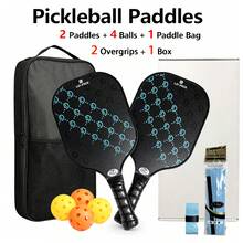 USAPA Approved Fiberglass Pickleball Paddle Set Of 2, Lightweight Pickle Ball Paddles With 4 Balls, 2 Overgrips, Carry Bag & Gift Box For Beginner & Intermediate Players - Blue - View 2
