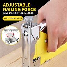 3-In-1 Heavy Duty Manual Staple Gun, Handheld Upholstery Stapler Tacker With Adjustable Force Jam-Free, Ergonomic Non-Slip Grip, No Air Compressor Required, For Woodworking Furniture Repair Picture Frame Carpet Fabric DIY Crafts - Yellow (+600 Nails) - View 4