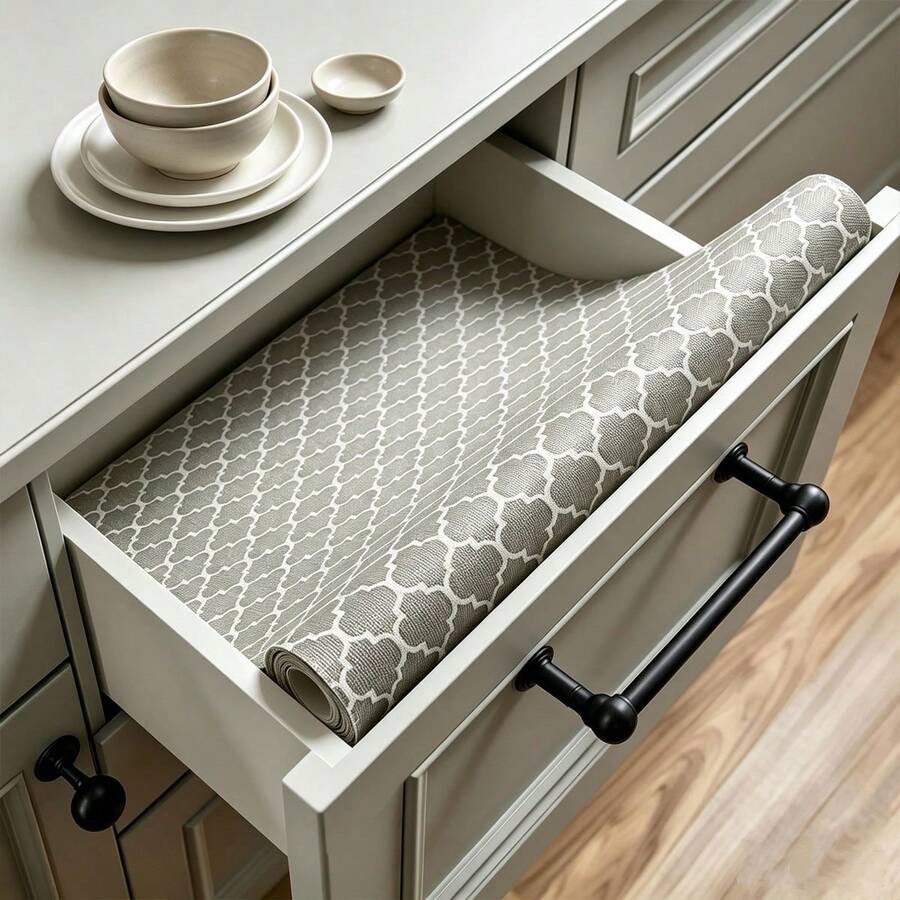 Non-Slip Waterproof Thickened Shelf Liner, Suitable For Kitchen Cabinets, Bathroom Storage, Washable Drawer Liner, Non-Adhesive Drawer Liner, Non-Slip Cabinet Liner - A - View 1