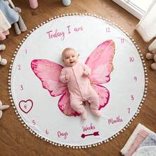 1 Set Newborn Round Tassel Cartoon Style Monthly Milestone Commemorative Blanket, Baby Photography Backdrop Blanket - Multicolor - View 3