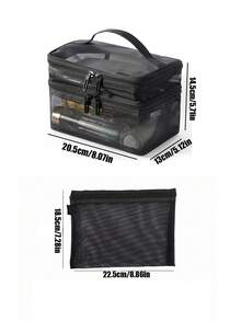Mesh Makeup And Grooming Storage Bag, Paired With The Same Mesh Portable Storage Bag, Double-Layer Large-Capacity Transparent Toiletry Storage Bag, Portable Cosmetic Organizer With Compartments, Travel And Business Trip Toiletry Storage Pouch - Multicolor - View 14