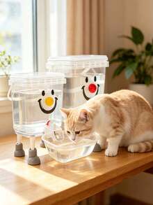 Silent Flow Large Capacity Automatic Water Dispenser, Cute Sticker Smiling Face Design Cat Water Fountain, Pet Dog Water Bowl, Chick And Rabbit Automatic Water Dispenser, Designed For Small Animals, No Electricity Required, Suitable For Indoor And Outdoor Use, Perfect Gift For Friends With Cats And Dogs (Self-Assembly) - Multi-capacity - View 2