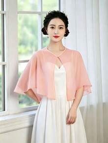 1pc Women's Short Chiffon Cape, Thin Shawl Versatile Cloak, Small Shawl Summer Outerwear, Cardigan Evening Dress Matching - Multicolor - View 11