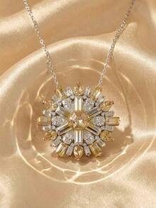 Swarovski Idyllia Series Women's Floral Necklace, Premium Crystal Pendant, Rhodium-Plated Long Chain Brooch Dual-Use Design, Luxury Jewelry Accessory, Gift Jewelry - Multicolor - View 2