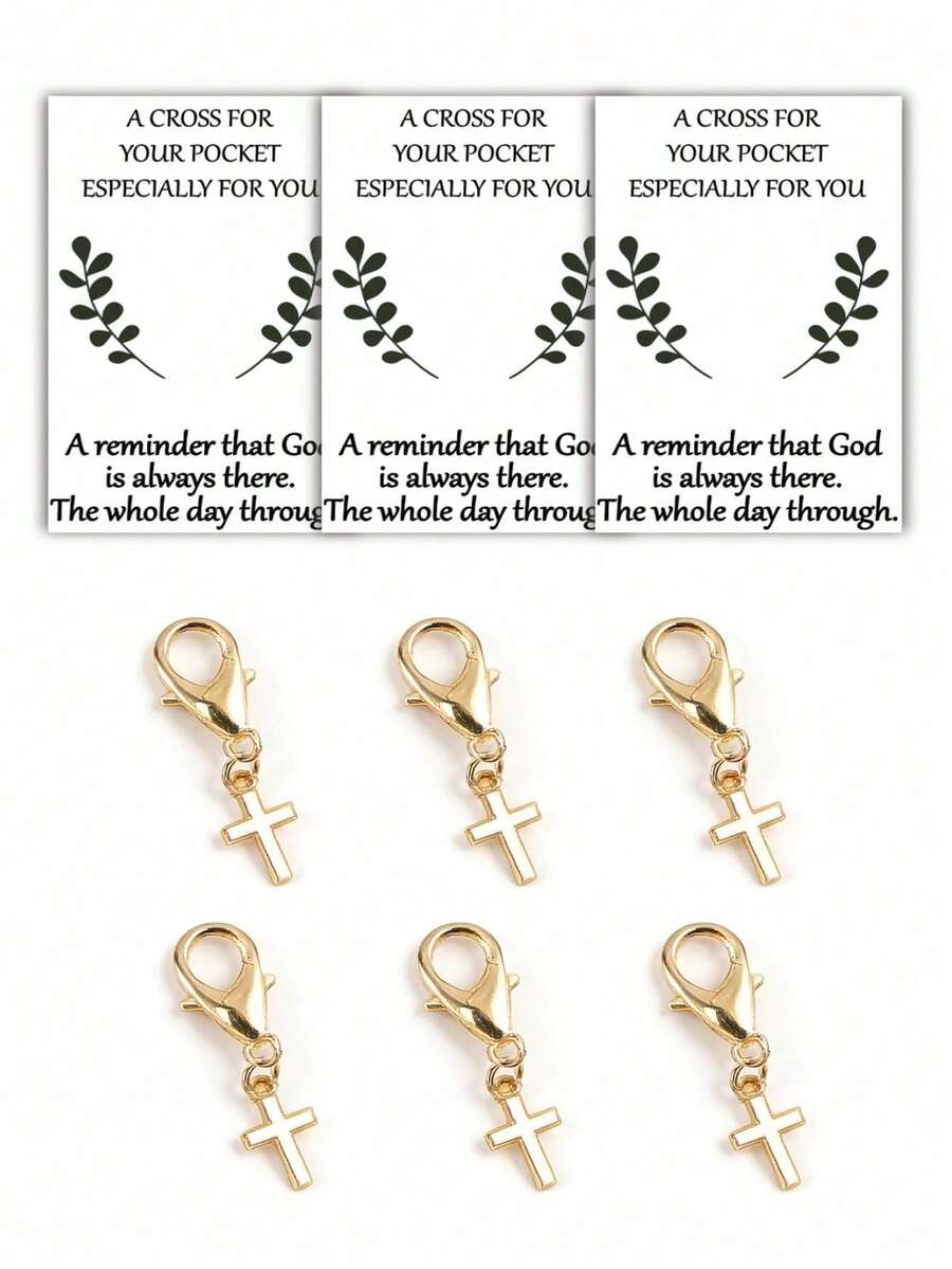 Mini kors nyckelring, unisex flerfärgad kors nyckelring presentkortset, vänngåva, lyckoamulett, 2026 daglig inspirerande väskcharm, med böneinspirerande kort, lämplig som minnesgåva och bönegåva, kristen inspirerande kors nyckelring - Flerfärgad - Visa 1