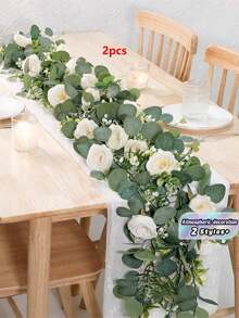 1/2pcs 70 Inch/5.9ft Artificial Eucalyptus Wreath, Plastic Eucalyptus Leaf Garland, Suitable For Spring DIY Front Door Wreath, Room Decor, Office Party Decoration, Holiday Home Decor (Valentine's Day, Wedding, Birthday) - A - View 14