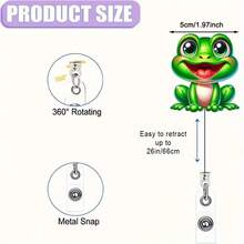 2D Flat Design!! 4 Styles Cartoon Frog Retractable Badge Reel - 4 Expressions (Smile, Wink, Whistle, Wave), Durable Plastic Material, Suitable For Nurse/Office/Student ID, Cute Desk Accessory, Essential For Work And Study, Fun Design, Smooth Retraction, Specifically Designed For Corporate Employees, 2D Flat Style - 4pcs - View 2