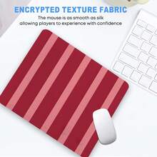 Red Striped Square Mouse Pad Small Mousepad Aesthetic Art Desk Accessories With Stitched Edge Non-Slip Rubber Base Computer Desk Pad 9.4x7.8Inches Table Mat For Home Office As Gift For Friends - View 8
