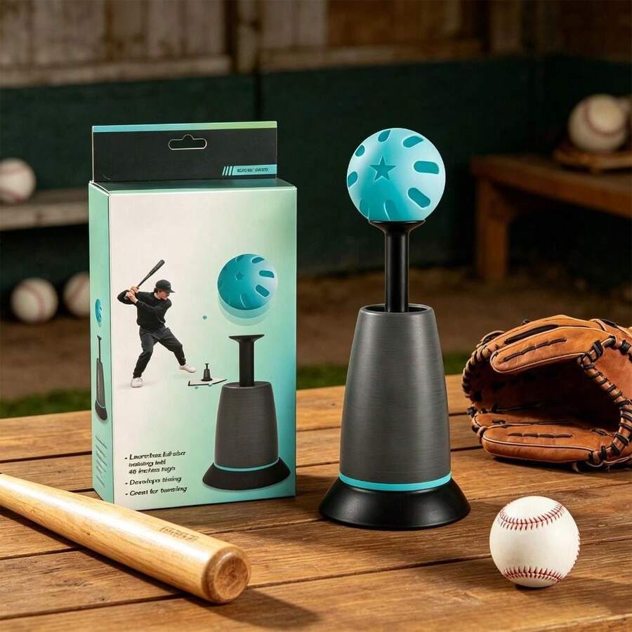 Baseball Hitting Trainer 1/3 Balls Included Auto Pop Up Hands-Free Auto Pop Up Trainer Portable Sports Tee Popper Solo Practice - Multicolor - View 1