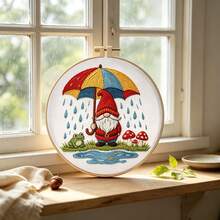 4-Piece Autumn Gnome Embroidery Full Material Kit, Beginner Zero-Base DIY Handmade Embroidery Hoop Set, Halloween Pumpkin & Maple Leaf Pattern, Handmade Wall Decor Hanging Ornament, Creative Handmade Gift - Multicolor - View 5