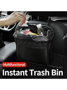 Multifunctional PU Leather Car Seat Storage Set [PU Leather Storage Bag + Trash Bag], Fashionable Hanging Backrest Storage Box, Suitable For Car Interior Organization And Protection, Foldable Trash Can, Fits All Car Models Car Accessories - Multicolor - View 7