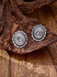 luodee Vintage Western Style Geometric Pattern Carved Earrings, 3 Colors Available, Bohemian Women's Jewelry, Gift - Multicolor - View 4
