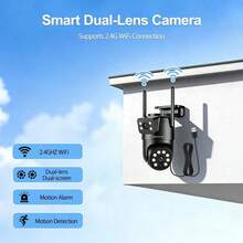 szsinocam 1pc 1080P Dual-Lens PTZ Outdoor Surveillance Camera, Dual Live View, 2.4G WiFi, Full Color Night Vision, Motion Detection, Two-Way Audio, USB Powered, Home Yard Monitoring Camera, - Black - View 6